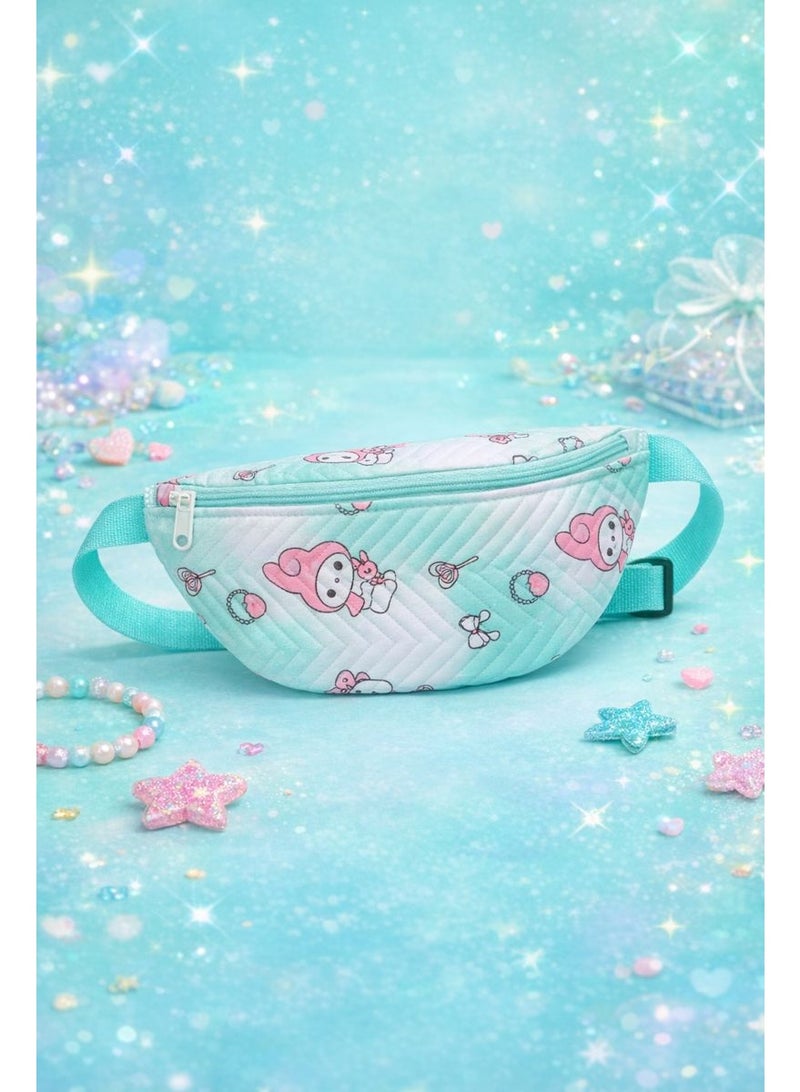Children's waist bag – cute cartoon design with a star pattern – lightweight and suitable for outings and trips- green - Image 4